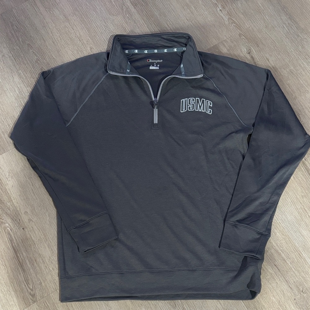 Champion gray USMC Logo Quarter-Zip Pullover